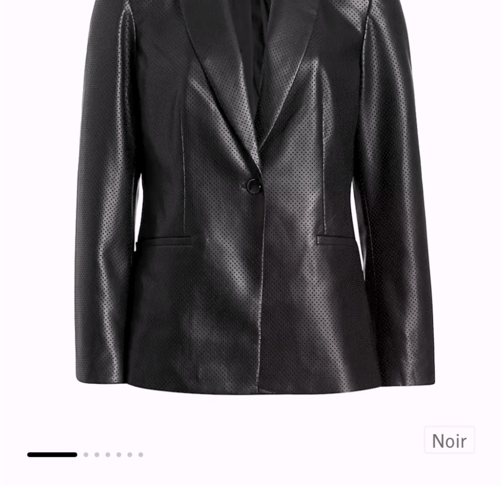 NWT Elie Tahari ladies black perforated leather look lined blazer / jacket